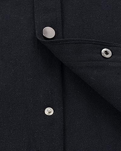 כפתורי הצמד של Siliteelon גברים חולצות פלנל 10oz שרוול ארוך כפתור מזדמן בחולצות עם שני כיסים