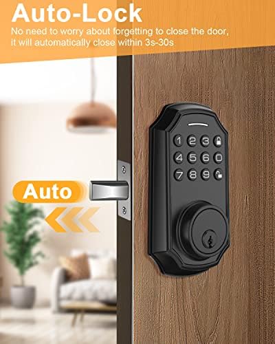 מנעול דלת כניסה ללא מפתח Homehawhow מנעולי דלת wifi עם לוח מקשים דיגיטלי, מנעול אוטומטי של דלת