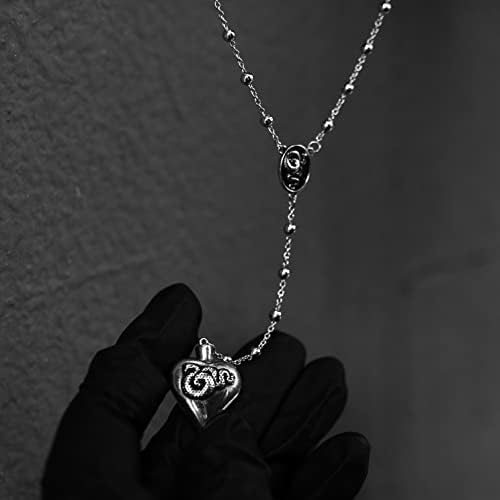 הקדוש רוז סנט לנה דל ריי סגנון המחבוא שרשרת בצורת לב עם נחשים & כפית נירוסטה