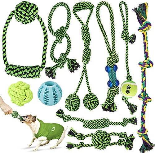 חבל כלבים של Laetipet צעצועים 10 חבילות, צעצועים לעיסת כלבים לעיסות אגרסיביות, משיכה בלתי ניתנת להריסה של צעצוע