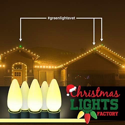 מפעל אורות חג המולד - C9 - לבן חם - נורות חלביות של LED סופר בהירות - 25 נורות רק קו שקע נמכר