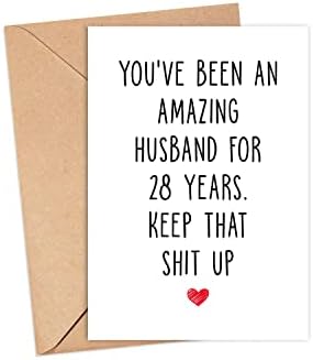 28 שנה כרטיס יום השנה לבעל - כרטיס יום השנה 28 עבורו - 28 שנה כרטיס נשוי מצחיק 28 שנה יחד מתנת
