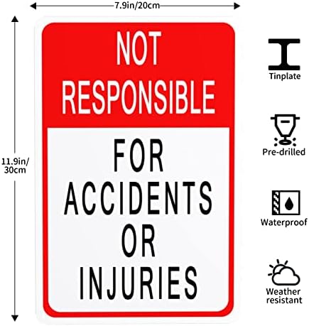 לא אחראי לתאונות או פציעות שלט ， הזן בשלט הסיכון שלך - 12 x 8 - שלט אזהרה - שלטי רחוב - הזן שלטי - שלטי