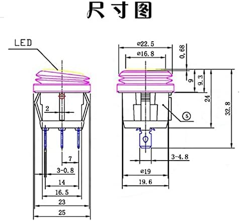 HWGO 1PCS KCD1 עגול מרובע מתג אור אטום למים כביכול מנורה מתג חשמל 3 סינים LED עגול