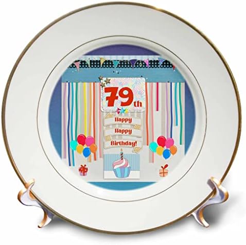 תמונת 3 של תמונת יום הולדת 79, קאפקייקס, נר, בלונים, מתנה, זרמים - צלחות