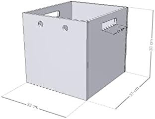 Benlemi Box אחסון עץ דגם 3 - עם ידיות חבל קלוע - צבע עץ אפור וטבעי - 33 x 33 x 37 סמ