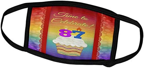 3drose בוורלי טרנר עיצוב הזמנה ליום הולדת - קאפקייק, מספר נרות, זמן, חוגגים הזמנה בת 87 - מסכות פנים