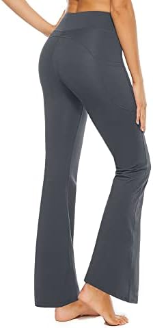 מכנסי יוגה של Stelle's Bootcut לנשים עם כיסים חותלות מתלקחות מכנסי יוגה מותניים גבוהים מכנסיים