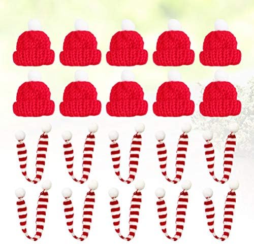 טנדיקוקו 20 יחידות יפה חג המולד מיני צעיף וכובע דקור בובת בגדי אבזר צמחים קישוט לבית פסטיבל