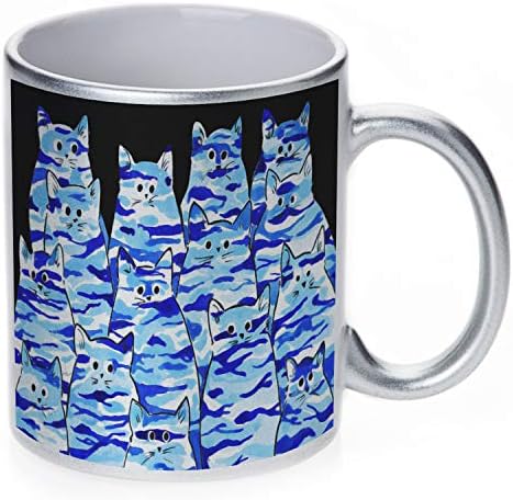 מארזי שמש ספל קפה קרמיקה - סוואת קמש כחולה הסוואה לחתולים חתולים על ידי דניס כל