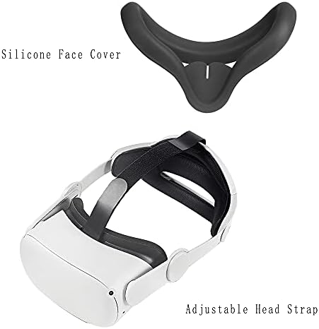 רצועת ראש מתכווננת וכיסוי פנים סיליקון תואם ל- Oculus Quest 2 VR אוזניות עילית רצועת עילית כיסוי סיליקון