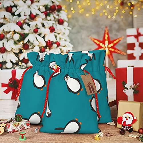 שרוכי חג המולד מתנת שקיות מצחיק-חמוד-פינגווינים - כחול מציג גלישת שקיות חג המולד מתנת גלישת שקי שקיות בינוני