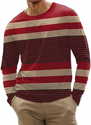 Xiloccer Mens אופנה ספורט מזדמן תפרים תפור דיגיטלי דפוס דיגיטלי עגול חולצה חולצת שרוול ארוך חולצות טופ חולצות