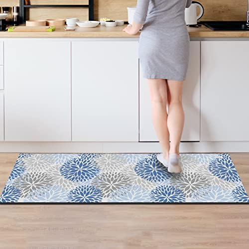כחול נגד עייפות מטבח שטיחים מחצלת דליה פרחים החלקה מרופד מטבח רצפת מחצלות מודרני נוחות עומד שטיח שטיחים