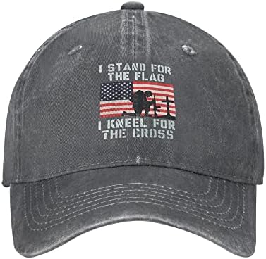 אני עומד לדגל ולכרוע על צלב כובע צלב ישו פטריוט נוצרי כובע בציר אבא כובעי בייסבול כובע