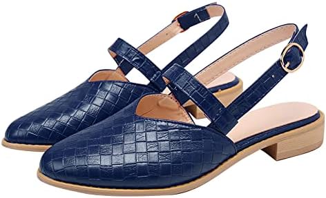 נעלי דירות לנשים נוחות רצועת קרסול מחודדת סנדלי סלינגבק סנדלי עקב נמוך משאבות חסימות שמנמנות