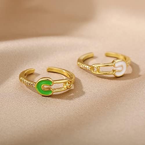 צבעוני השמטת שמן פין טבעות לנשים אופנה מעודן זירקון נייר קליפ אצבע טבעת תכשיטים-25755