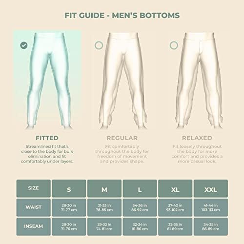 תחתית שכבת בסיס של Meriwool גברים - מכנסיים תרמיים של צמר מרינו קל משקל