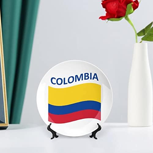 דגל של צלחת דקורטיבית קרמית קולומביה עם עמדת תצוגה תלויה מתנות לחתונה בהתאמה אישית לחתונה לחתונה לזוג