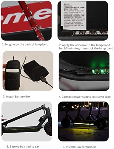 2 יח 'LED רצועת קטנוע חשמלי חגורה אור אור סקייטבורד צבעונית מתקפלת רצועות לרכיבה על רכיבה על רכיבה על רכיבה