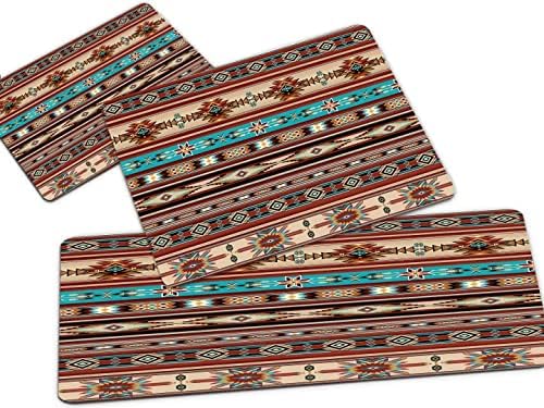 שטיחי מטבח דרום-מערביים של דינג'ונה סט שטיח 3 חלקים דרום מערב מערב נוחות אמריקאית מחצלת נוחות מרופדת שטיחי