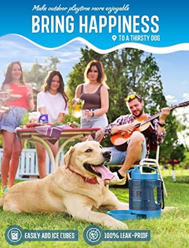 מתקן קערת מים לכלבים, קערות כלבי נסיעות לקמפינג טיולי פארק כלבים, מתקן מים לכלבים 77 עוז עם קערות מים לנסיעות