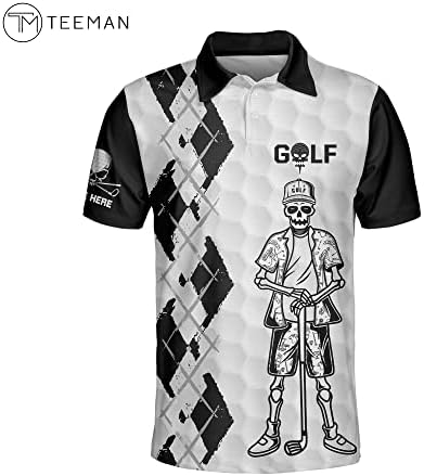 טיימן גולגולת גולגולת אישית חולצות גולף לגברים, חולצות גולף פאנקי, חולצות גולף לגברים, פולו שרוול
