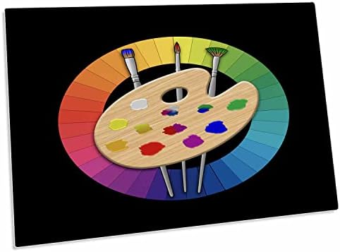 3 דרוז פלטת צבע אמן עם מברשות מעל גלגל צבע. - כרית שולחן כרית הניבה מחצלות