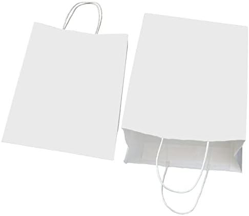 Ecoptimize שקיות נייר של קראפט עם ידיות, 400 יח 'לבן 10 x 5 x 13 - שקיות מתנה ידידותיות לסביבה,