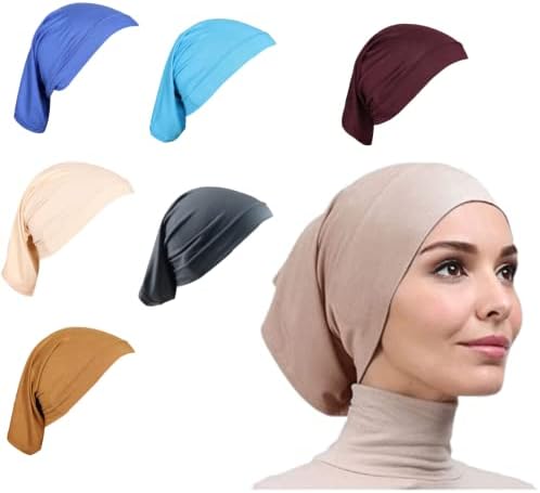 6 חתיכות נשים מתחת לצעיף כובע כובע מצנפת חיג'אב פנימי כיסוי צוואר אסלאמי