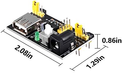 AOICRIE 5PCS 3.3V 5V מודול אספקת חשמל עבור MB102 102 לוח לחם אב-טיפוס DC 6.5-12V או מודול אספקת חשמל USB