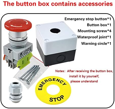 מתג לחיצת עצירה חירום של BNEGUV עם קופסה 22 ממ 1 NO 1 NC 10A 660V קופסה אטומה למים כפתור כפתור