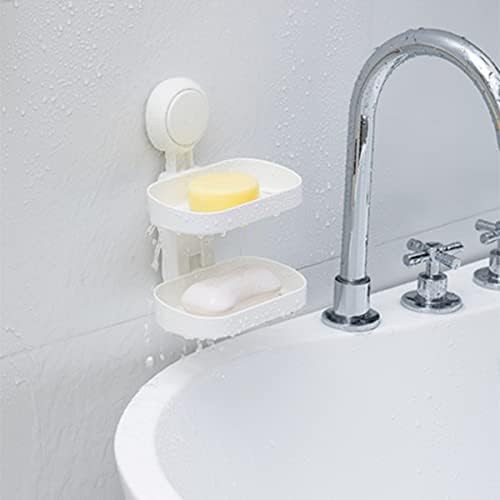 ZWTNBFST שכבה כפולה כוס יניקה כוס סבון סבון אטום למים קיר הר-אבק מחזיק סבון ואקום לחדר אמבטיה, אמבטיה