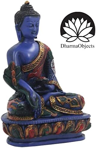Dharmaobjexts® רפואה ריפוי טיבטי בודהה פסל צבוע בנפאל