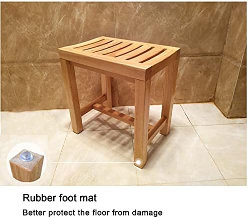 שרפרף פשוט, שרפרף מקלחת מרובע כיסא מושב אמבטיה מעץ לחדר אמבטיה 42x28x43 סמ קשישים נכים לא-החלקה