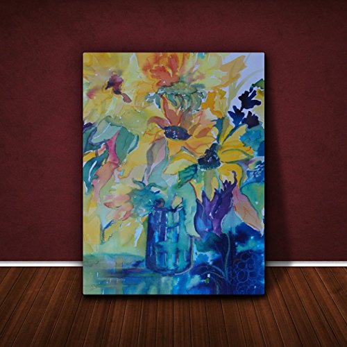 הרגיש טוב אמנות vj-sunshinebouquet1216-15fr בד בצבע בהיר של אמן מופשט מוואל ג'ונסון שושן פרחים 40 x 30 x 4 סמ,