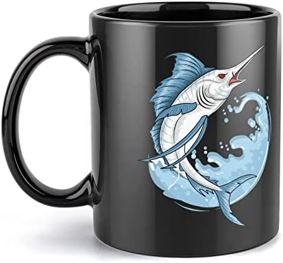 דייג דגי מרלין הדפסת קרמיקה ספל קפה כוס תה כוס מצחיק מתנה עבור משרד בית נשים גברים