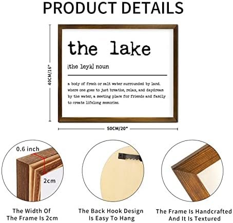 לוח עץ ממוסגר לוחית אגם שם עצם הגדרת טיפוגרפיה אמנות הדפסה שלטים ממוסגרים לבית האגם הגדרת אגם