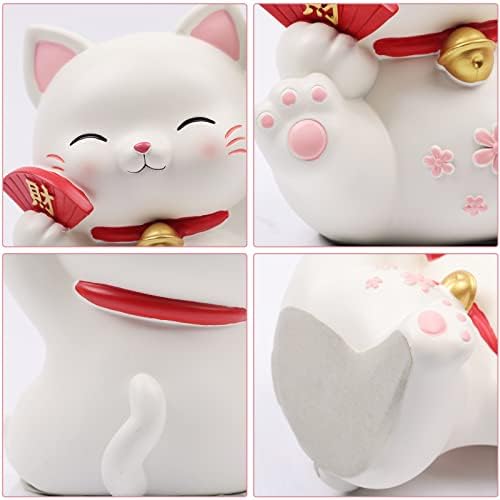 שרף חתול אחסון מגש חמוד חתול מגש עם 1 מתכת מגש, בעלי החיים פיסול שולחן קישוט מזל חתול פסלי ופסלים חתול