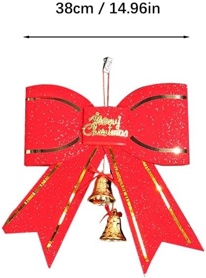 מחרוזת קישוט עץ חג המולד אדום עניבת פרפר גדולה 13 סמ עם תליון פעמון
