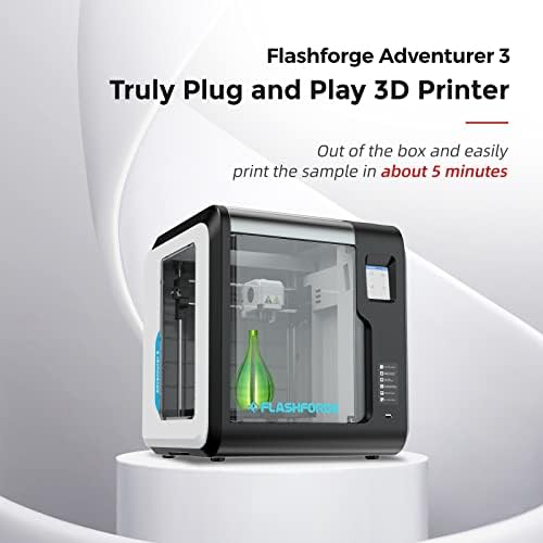 Flashforge הרפתקן 3 מדפסת תלת מימד ללא פילוס ללא זרבובית נשלפת מהירה ומיטת חימום, מצלמת HD מובנית, הדפסת