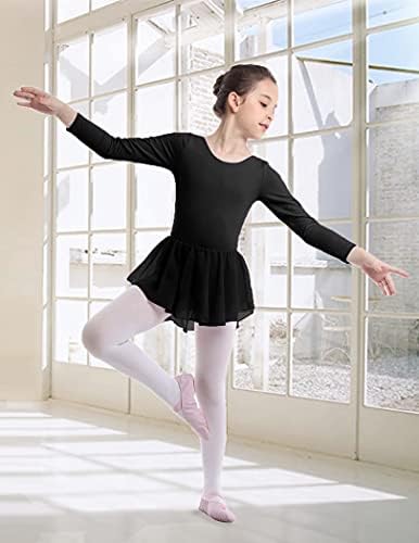 שמלת ריקוד בלט של בויו של בויו כותנה כותנה שרוול ארוך התעמלות בגד גוף בלרינה טוטו למשך 3-11 שנים