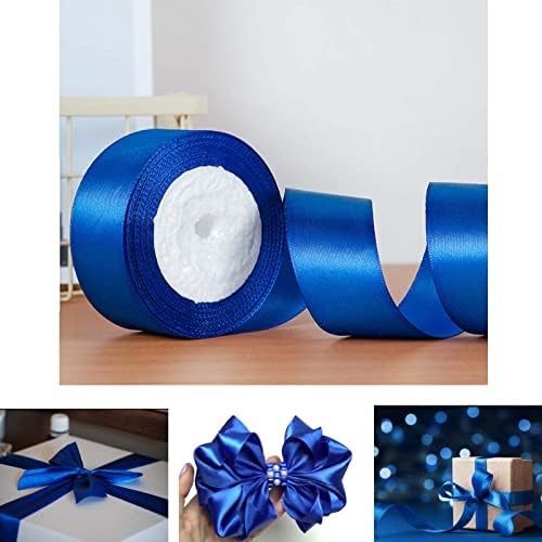 סרט סאטן רחב כחול 1.5 אינץ ' על 25 מטר סרט פנים יחיד כחול רויאל לזר קשתות, אריזת מתנה, קישוטי מסיבת חתונות