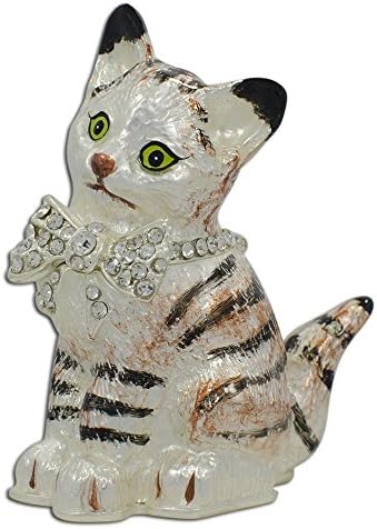 BestPysanky Maine Coon Cat עם פסלון קופסת תכשיטי קשת קריסטל