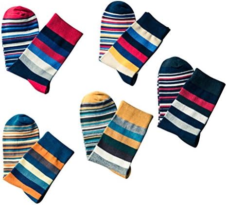 גרבי גברים צבעוניים צבעוניים פסים גרביים חמות ארוכות בחורף גרביים נוחות 5 זוגות
