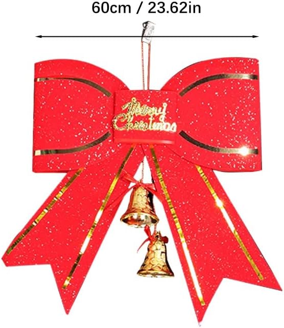 קישוט עץ חג המולד עניבת פרפר אדומה בגדול 13 סמ עם תליון פעמון זל דקורטיבי לקיץ המעטפת