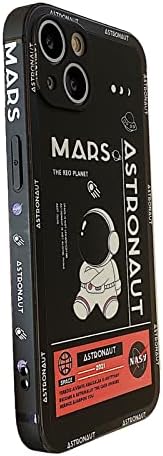 מלכת יונדס תואמת לאייפון 12 מארז חמוד, חלל אסטרונאוט קריקטורה מגניב מאדים עיצוב רקטות פגוש מסוגנן TPU רך גומי מגן