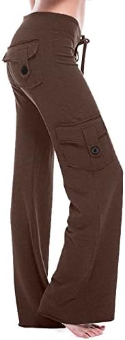 מכנסי יוגה של מטען גבוה במותניים מכנסי אימון ברגליים רחבות עם כיסים מכנסי משיכה נוחים רופפים חותלות מזדמנים