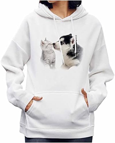 כלב חמוד מודפס סוודר עם סוודר סוודר סווטשירט סווטשירט אופנה מזדמן