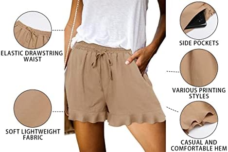 רק מכנסיים קצרים מזדמנים של נשים שרוך מותניים אלסטיות פרוע מכנסי קיץ קצרים מכנסיים נוחים מכנסיים